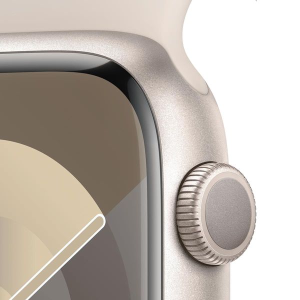 MR963QL_A apple watch series 9 gps 45mm starlight aluminium case with starlight sport band s m
