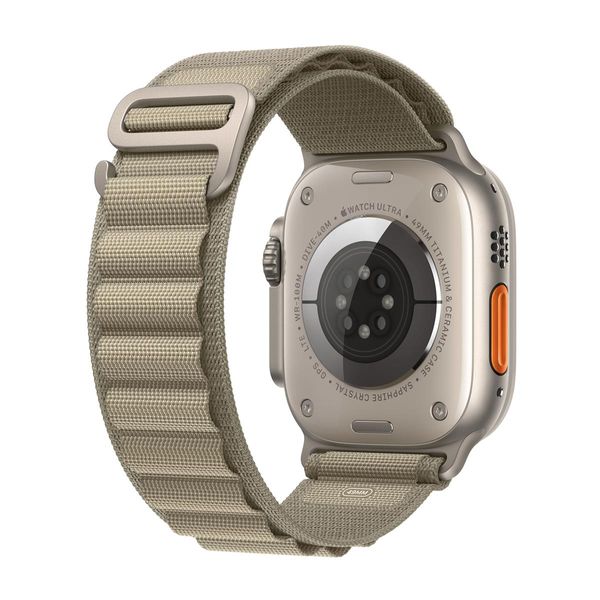 MREX3TY_A apple watch ultra 2 gps cellular 49mm titanium case with olive alpine loop small