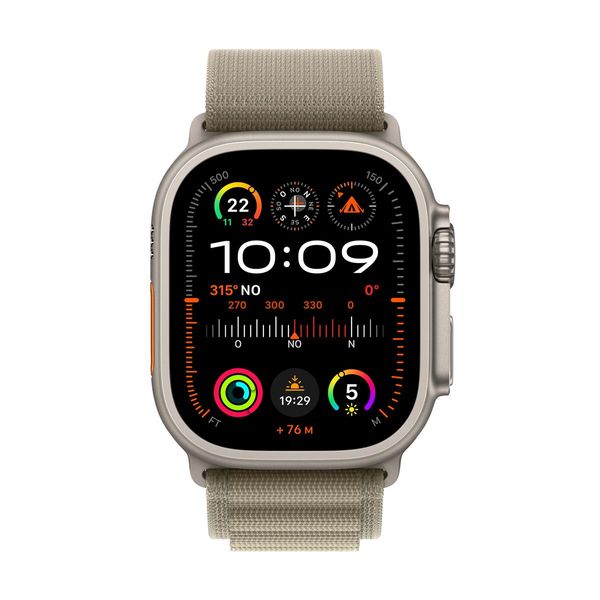 MREY3TY_A apple watch ultra 2 gps cellular 49mm titanium case with olive alpine loop medium