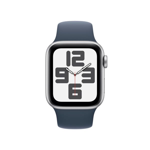 MRGM3QL_A apple watch se gps cellular 40mm silver aluminium case with storm blue sport band m l