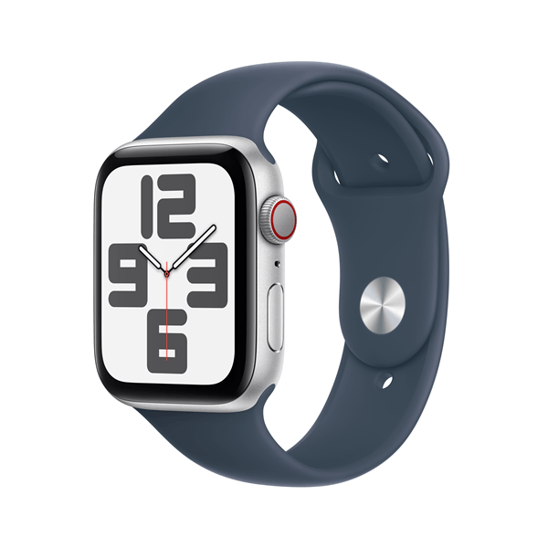 MRHJ3QL/A apple watch se gps-cellular 44mm silver aluminium case with storm blue sport band-m-l