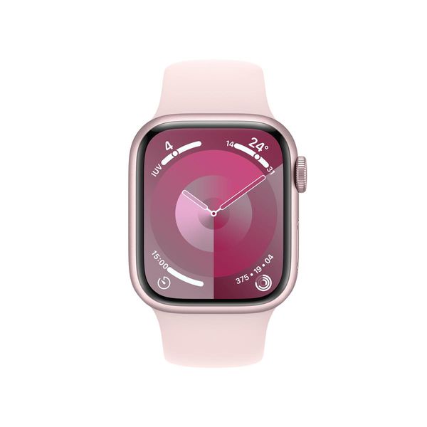 MRJ03QL_A apple watch series 9 gps cellular 41mm pink aluminium case with light pink sport band m l