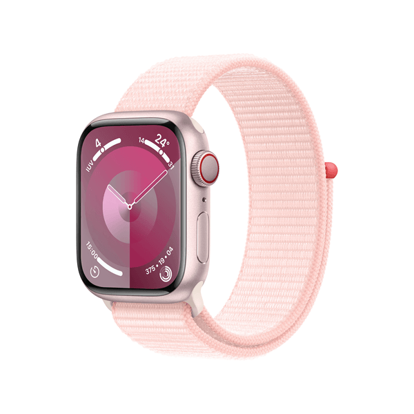 MRJ13QL/A apple watch series 9 gps-cellular 41mm pink aluminium case with light pink sport loop