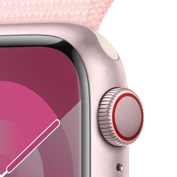 MRJ13QL_A apple watch series 9 gps cellular 41mm pink aluminium case with light pink sport loop