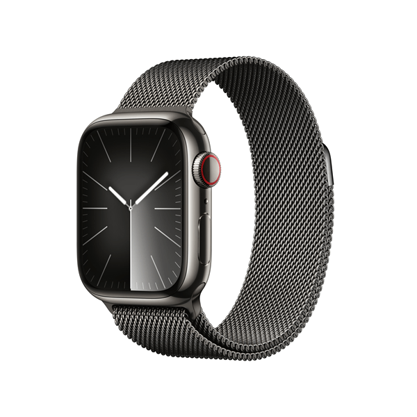 MRJA3QL_A apple watch series 9 gps cellular 41mm graphite stainless steel case with graphite milanese loop