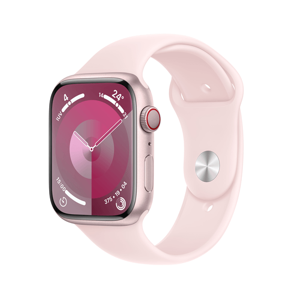 MRMK3QL/A apple watch series 9 gps-cellular 45mm pink aluminium case with light pink sport band-s-m