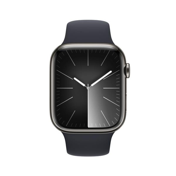 MRMW3QL_A apple watch series 9 gps cellular 45mm graphite stainless steel case with midnight sport band m l