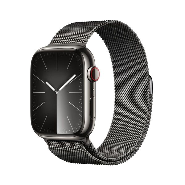 MRMX3QL_A apple watch series 9 gps cellular 45mm graphite stainless steel case with graphite milanese loop
