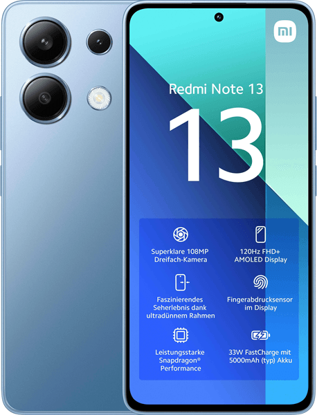 MZB0FZ0EU telefono movil libre xiaomi redmi note 13 6.67p-octa core-6gb-128gb-android 13-blue