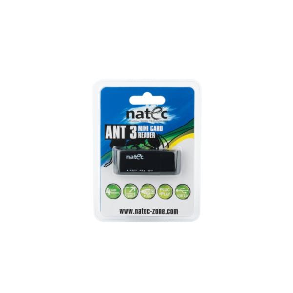 NCZ-0560 lector de tarjetas natec mini ant 3 sdhc mmc m2 microsd usb 2.0 negro