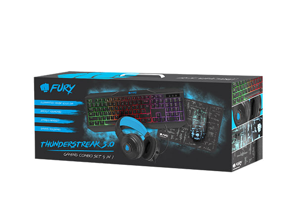 NFU-1677 pack gaming 4 en 1 fury thunderstreak teclado raton auricular alfombrilla