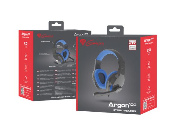 NSG-1436 auriculares gaming genesis argon 100 2.0 mini jack negro azul