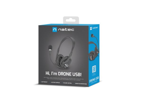 NSL-1692 auriculares natec drone usb con microfono negro