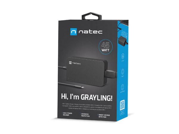 NZU-2033 cargador natec grayling usb c 45w para portatiles. tablets. smartphones