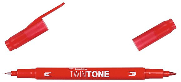 OS-TME25 rotulador mono twin permanente con doble punta fina y gruesa. rojo. tombow os tme25