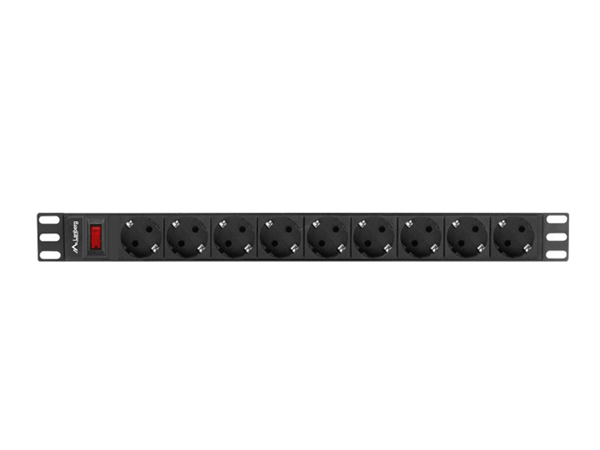 PDU-09F-0300-BK regleta lanberg 1u 16a 9x schuko rack 19p 3m negro