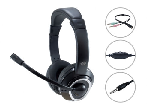 POLONA02BA headset conceptronic polona conexion jack 3.5mm microfono flexible control de volumen incluye adaptador 1 a 2 jacks 3.5mm color negro