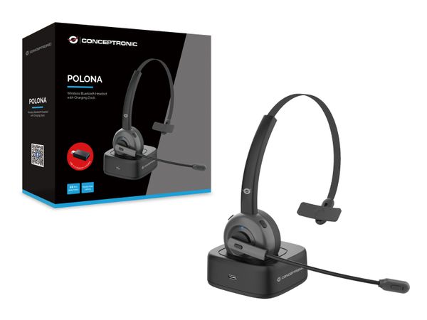 POLONA03BD headset bluetooth conceptronic con base de carga polona03bd