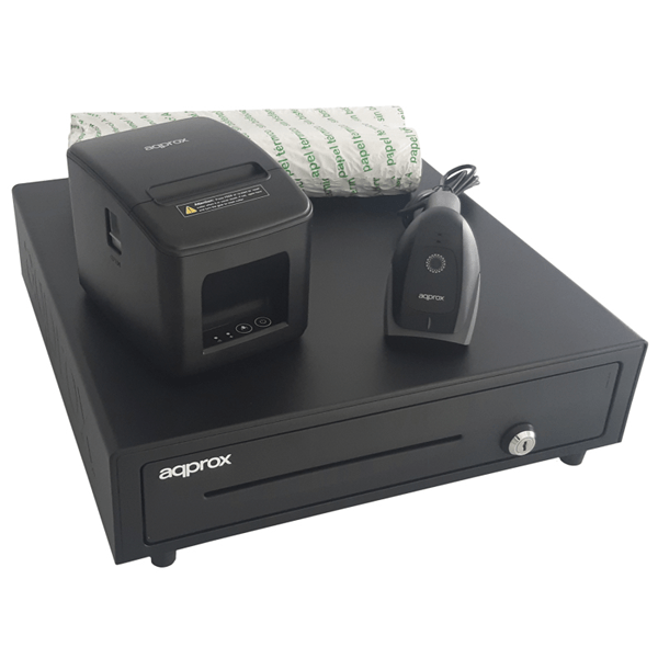 POSPACK4180USB-2D kit tpv approx cajon portamonedas appcash01 negro-lector-scanner appls22-impresora termica apppos80am-usb-pack rollos papel cyt8060bpa