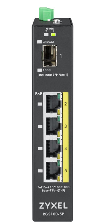 RGS100-5P-ZZ0101F rgs100 12p 5 port unmanaged poe switch 120 watt poe din rail ip30 12 58v dc