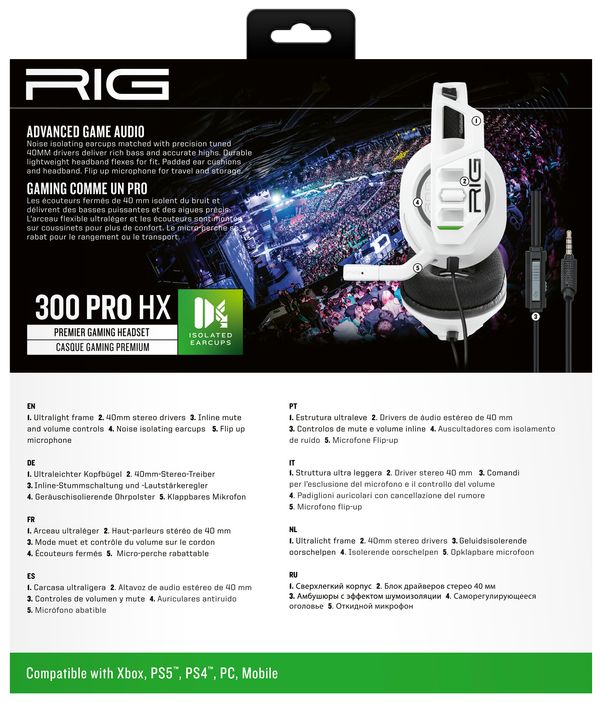 RIG300PROHXW nacon rig 300 pro hx auriculares alambrico diadema juego blanco
