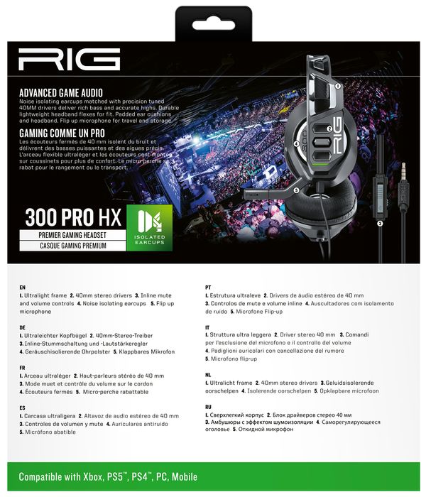 RIG300PROHX auriculares gaming nacon rig 300hx xbx