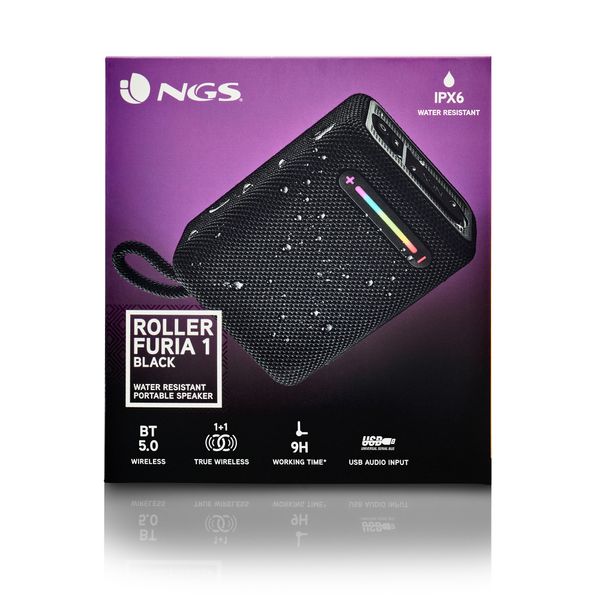 ROLLERFURIA1BLACK ngs altavoz port bt luces rgb ipx6 color negro 15w