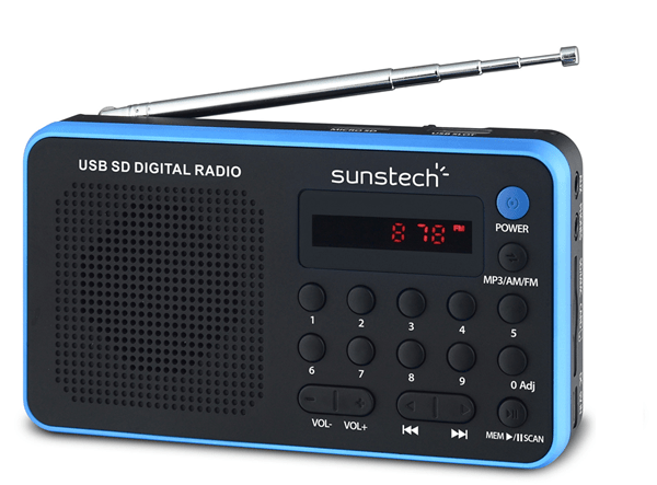 RPDS32BL radio porta  til sunstech am fm 70 presintonias altavoz 1.4w rms sd usb aux-in azul rpds32bl