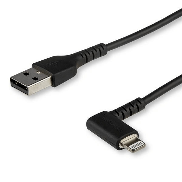 RUSBLTMM1MBR 1m angled lightning to usb cable-apple mfi certified-bla ck
