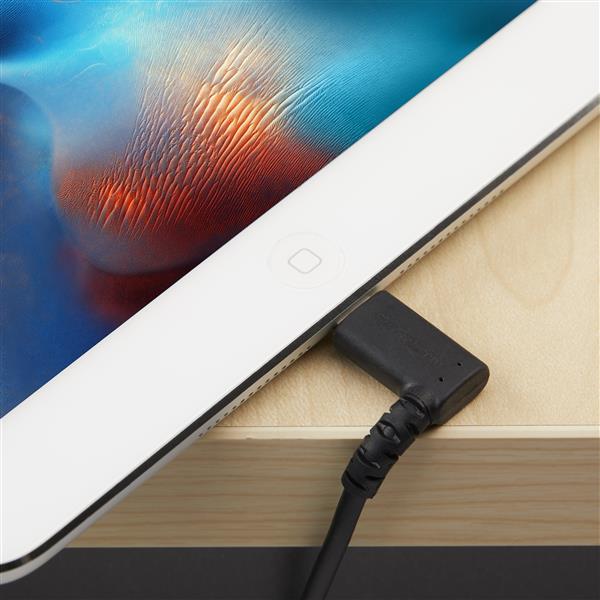 RUSBLTMM1MBR 1m angled lightning to usb cable apple mfi certified bla ck
