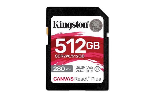 SDR2V6_512GB kingston 512gb canvas react plus sdxc uhs ii 280r 150w u3 v60 for full hd 4k