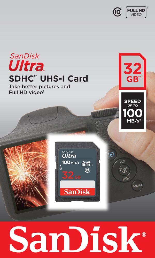 SDSDUNR-032G-GN3IN sandisk ultra 32gb sdhc mem card 100mb s