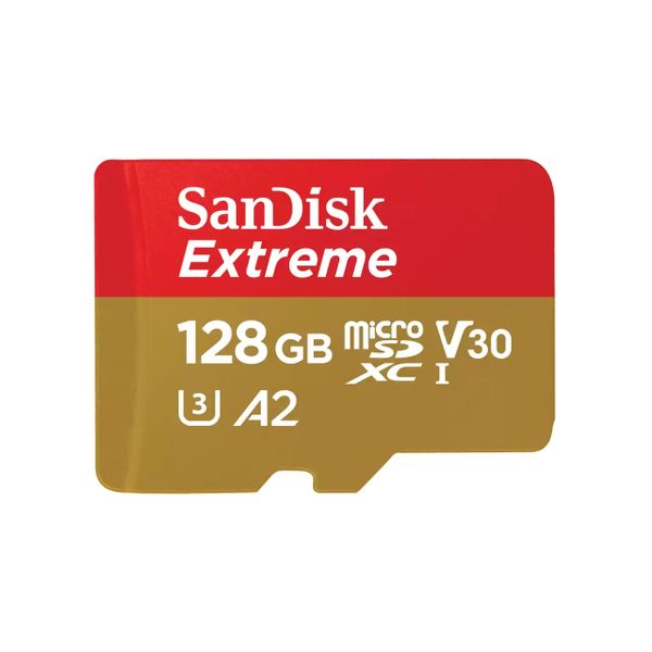 SDSQXAA-128G-GN6MA sandisk extreme microsdxc 128gb sd adapter 1 year rescuepro deluxe up to 190mb s 90mb s read write speeds a2 c10 v30 uhs i u3