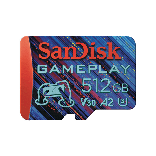 SDSQXAV-1T00-GN6XN sandisk gameplay microsdxc uhs-i card. 1tb gaming microsdxc. 190mb-s. 130mb-s w. uhs-i. v30. u3. c10. no jc. rpd1. 4x6 blister