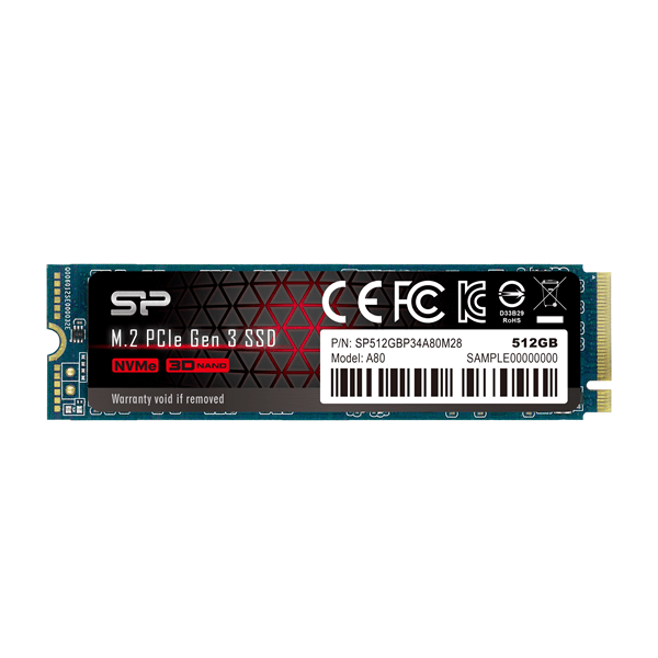 SP512GBP34A80M28 disco duro ssd 512gb m.2 silicon power p34a80 3400mb-s pci express 3.0 nvme