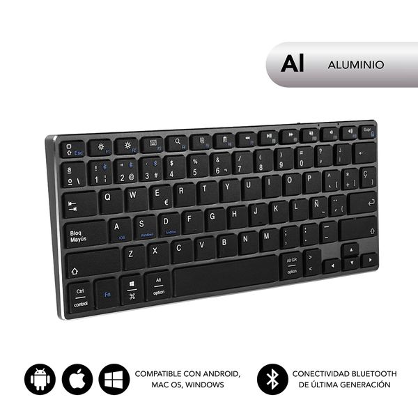 SUB-KB-3ADC201 teclado subblim inalambrico aluminio advance compact grey