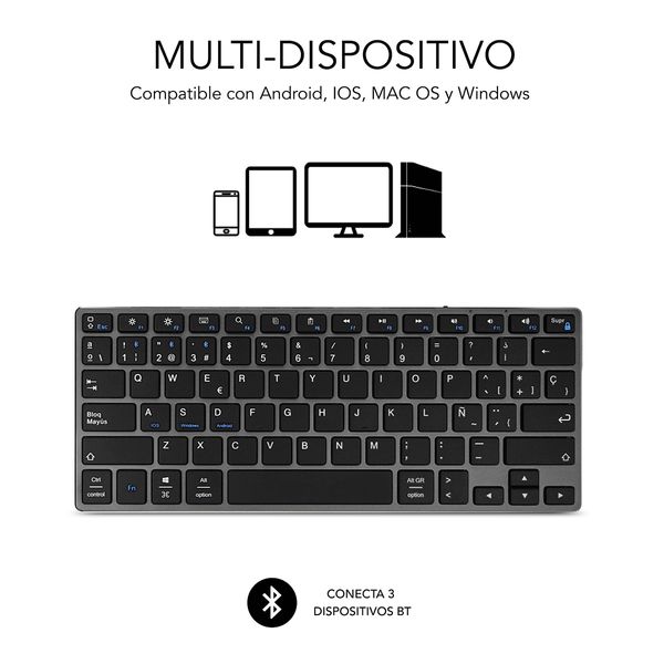 SUB-KB-3ADC201 teclado subblim inalambrico aluminio advance compact grey