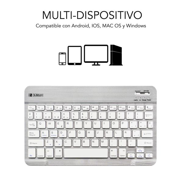 SUB-KBT-SM0001 teclado subblim wireless smart bt silver