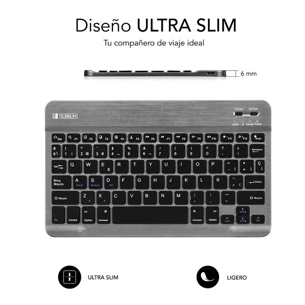 SUB-KBT-SM0002 teclado subblim wireless smart bt grey