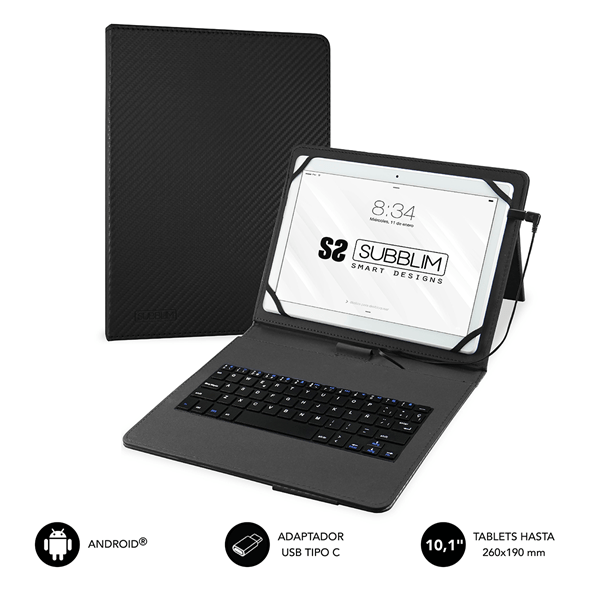 SUB-KT1-USB001 funda y teclado tablet 10.1 subblim negra