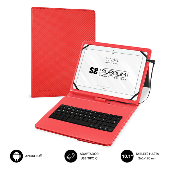 SUB-KT1-USB002 funda tablet subblim keytab pro usb 10.1p red