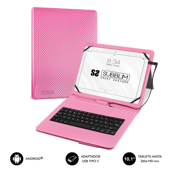 SUB-KT1-USB003 funda y teclado tablet 10.1 subblim rosa