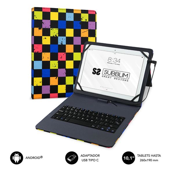 SUB-KT1-USB051 funda y teclado tablet 10.1 subblim squares