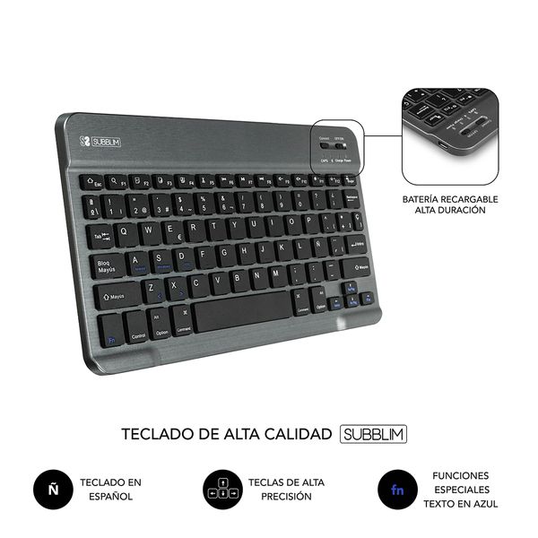 SUB-KT2-BT0002 funda y teclado tablet 10.1 subblim bluetooth grey