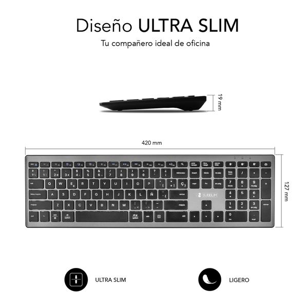SUBKB-2PUE201 teclado inalambrico subblim bluetooth pure grey