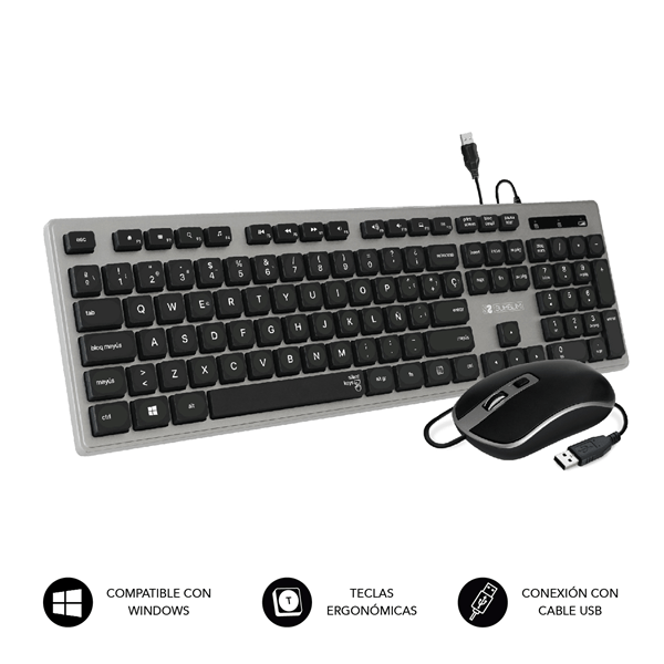 SUBKBC-CEKE50 teclado-raton con cable subblim ergo keys grey