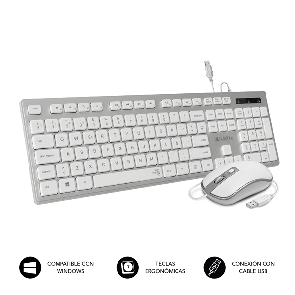 SUBKBC-CEKE60 teclado raton usb subblim plano ergo silver