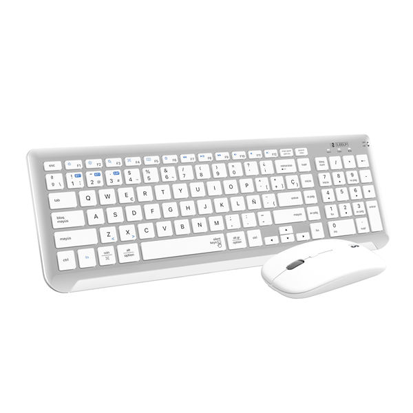 SUBKBC-DCEP10 teclado con raton bluetooth-2.4g combo dual prestige extendido plata-blanco