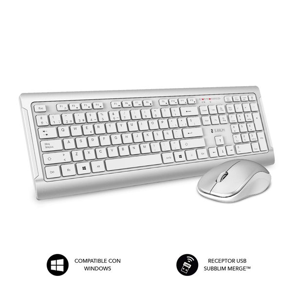 SUBKBW-CPSU10 teclado raton inalambrico subblim plano silver