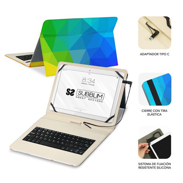 SUBKT1-USB053 funda con teclado micro usb 11 triangulos